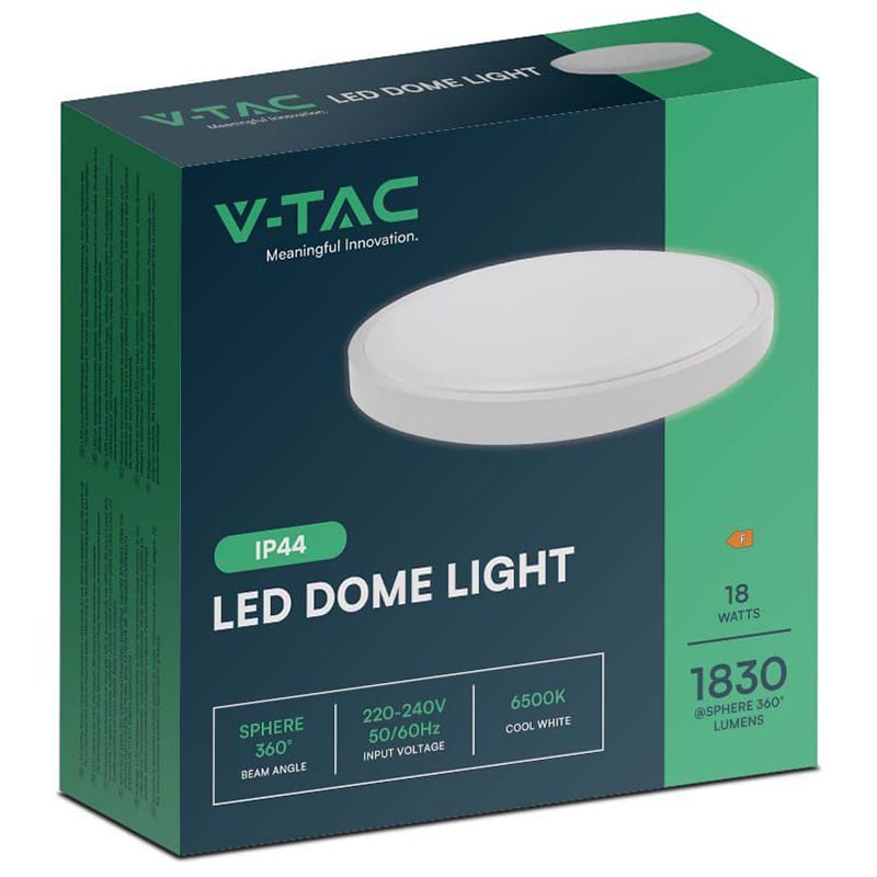 V-Tac Plafoniera LED Plafoniera LED V-Tac SKU-76171 | 18W, IP44, 6500K Alb Rece, Alb