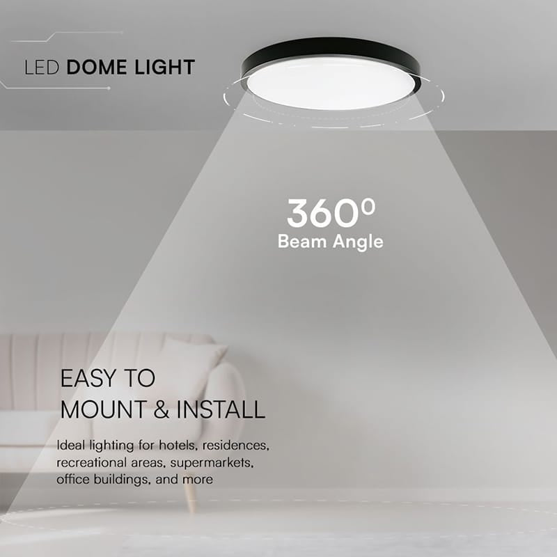 V-Tac Plafoniera LED Plafoniera LED V-Tac SKU-76341-24 | 18W, IP44, 4000K, Negru