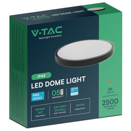 V-Tac Plafoniera LED Plafoniera LED V-Tac SKU-76381-24 | 24W, IP44, 6500K, Alb Rece, Negru