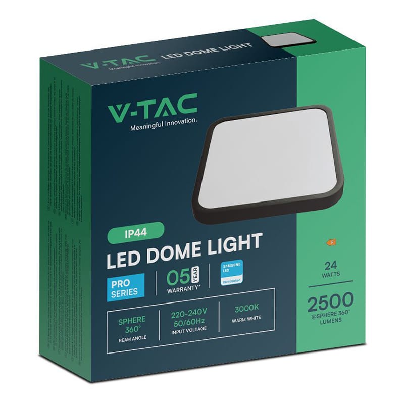 V-Tac Plafoniera LED Plafoniera LED V-Tac SKU-76471-24 | 24W, 6500K, IP44, Negru