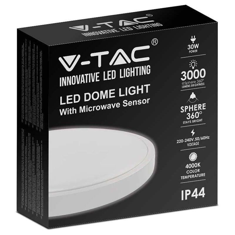 V-Tac Plafoniera LED Plafoniera LED V-Tac SKU-7665 | 30W, 4000K, IP44, Senzor Miscare