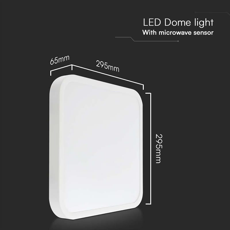 V-Tac Plafoniera LED Plafoniera LED V-Tac SKU-76661 | 18W, 4000K, IP44, Senzor Miscare, Alb