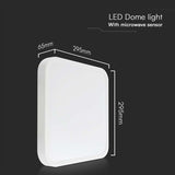 V-Tac Plafoniera LED Plafoniera LED V-Tac SKU-76661 | 18W, 4000K, IP44, Senzor Miscare, Alb
