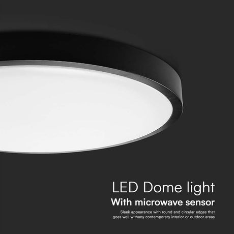 V-Tac Plafoniera LED Plafoniera LED V-Tac SKU-76711 | 30W, IP44, Senzor, 4000K, Negru