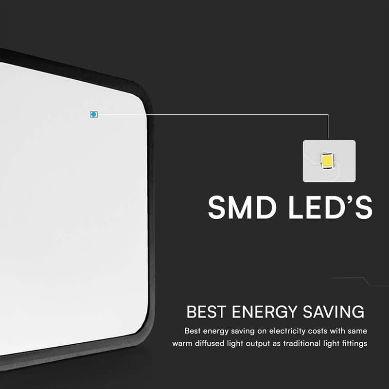 V-Tac Plafoniera LED Plafoniera LED V-Tac SKU-76741 | 36W, IP44, Senzor, 4000K, Negru