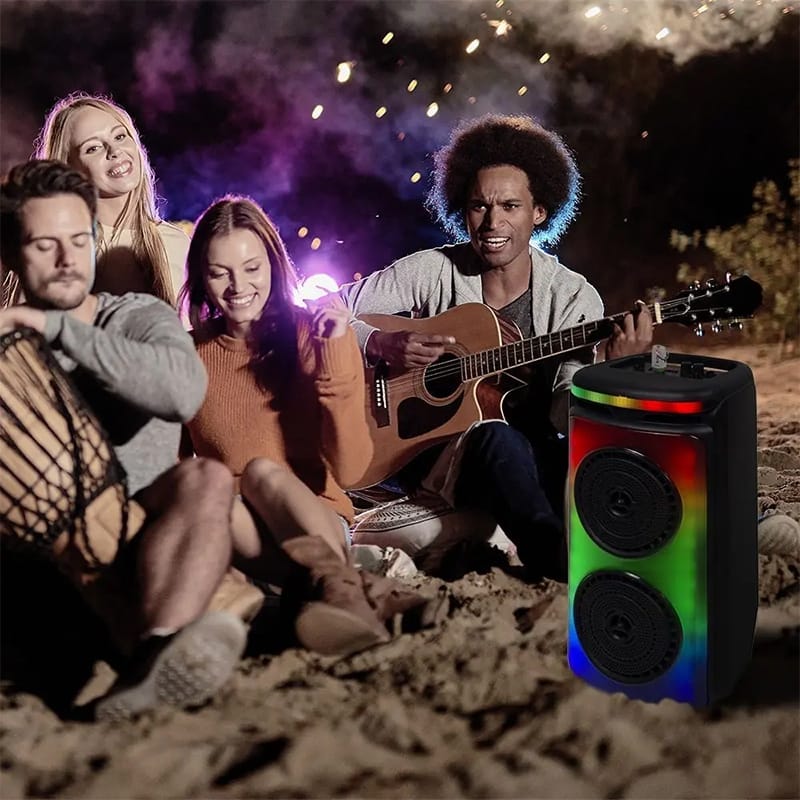 V-Tac Boxa Bluetooth Boxa Portabila V-Tac SKU-7676 | 2x6.5", 50W RMS, Bluetooth, LED, Microfon