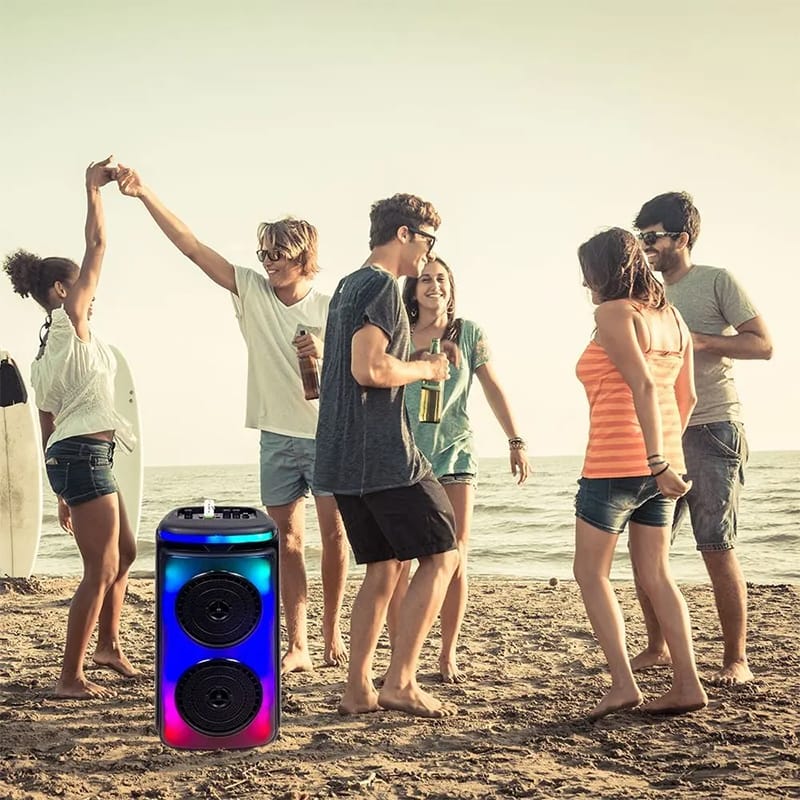 V-Tac Boxa Bluetooth Boxa Portabila V-Tac SKU-7676 | 2x6.5", 50W RMS, Bluetooth, LED, Microfon