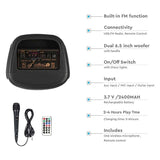 V-Tac Boxa Bluetooth Boxa Portabila V-Tac SKU-7676 | 2x6.5", 50W RMS, Bluetooth, LED, Microfon