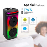 V-Tac Boxa Bluetooth Boxa Portabila V-Tac SKU-7676 | 2x6.5", 50W RMS, Bluetooth, LED, Microfon