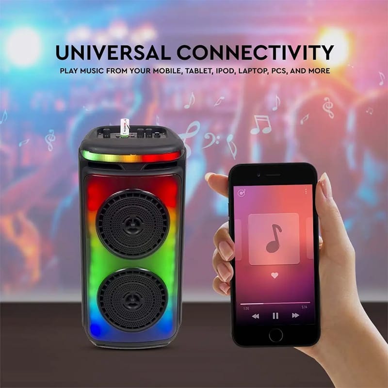 V-Tac Boxa Bluetooth Boxa Portabila V-Tac SKU-7676 | 2x6.5", 50W RMS, Bluetooth, LED, Microfon