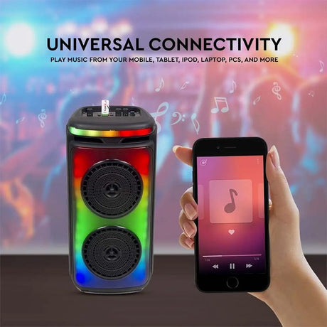 V-Tac Boxa Bluetooth Boxa Portabila V-Tac SKU-7676 | 2x6.5", 50W RMS, Bluetooth, LED, Microfon