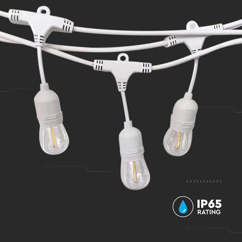 V-Tac Cablu Șir Luminos V-Tac SKU-7699 | 15m, 15 Socluri E27, IP65, Exterior