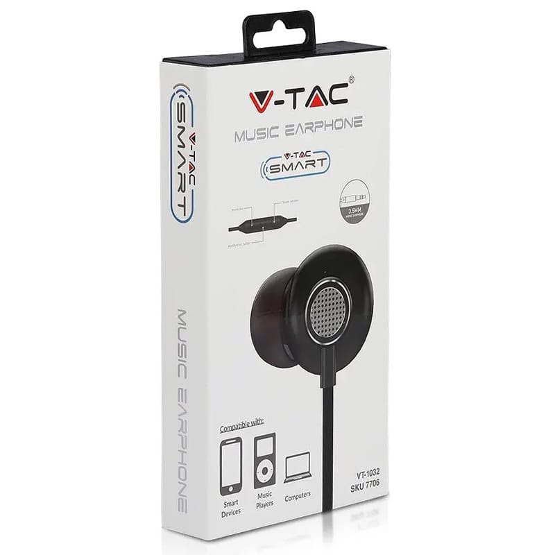 V-Tac Casti In Ear Casti V-Tac SKU-7706 | In-Ear, Cu Fir, Gri