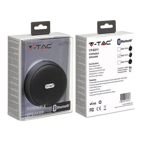 V-Tac Boxa Bluetooth Boxa Bluetooth V-Tac SKU-7717 | Portabila, 4W, Gri