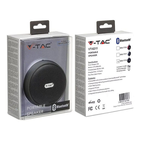 V-Tac Boxa Bluetooth Boxa Bluetooth V-Tac SKU-7718 | 4W, Portabila, Negru