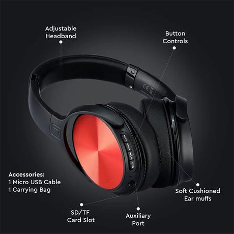 V-Tac Casti bluetooth Casti Wireless V-Tac SKU-7729 | Bluetooth, Rosu