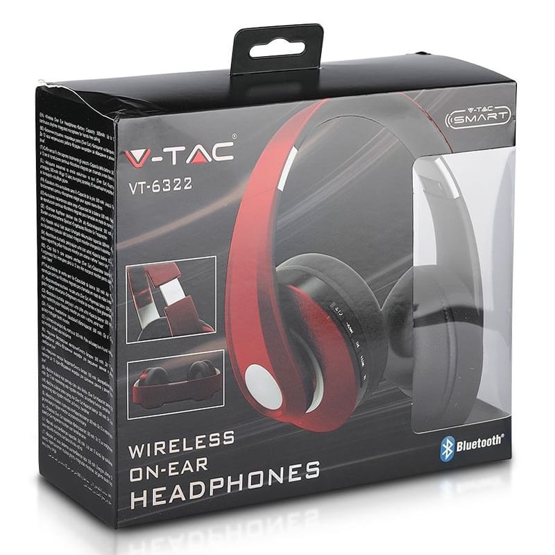 V-Tac Casti bluetooth Casti Bluetooth V-Tac SKU-7730 | Wireless, MicroSD, Negru