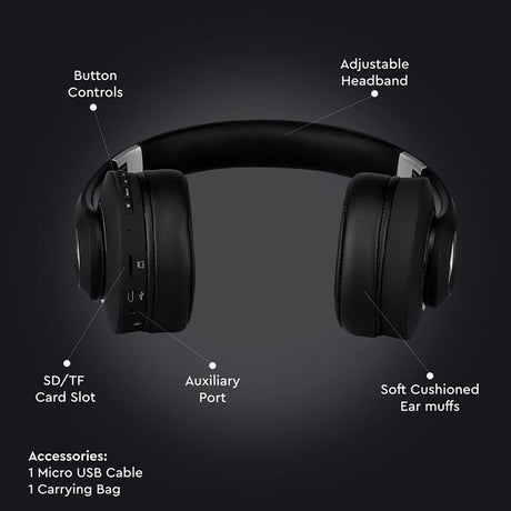 V-Tac Casti bluetooth Casti Bluetooth V-Tac SKU-7730 | Wireless, MicroSD, Negru
