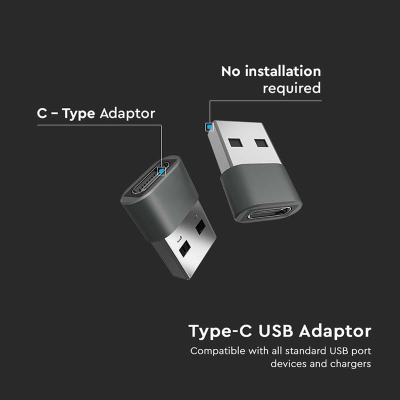 V-Tac Adaptor USB Adaptor USB V-Tac SKU-7745 | USB-C la USB-A
