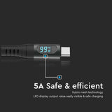 V-Tac Cablu USB-C Cablu V-Tac SKU-7746 | USB-C la USB-C, 1m, Cu Afisaj