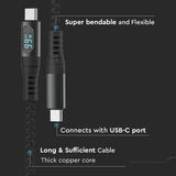 V-Tac Cablu USB-C Cablu V-Tac SKU-7746 | USB-C la USB-C, 1m, Cu Afisaj