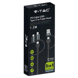 V-Tac Cablu USB Cablu V-Tac SKU-7747 | 5in1, Type-C, MicroUSB, USB, Lightning, 1.2m