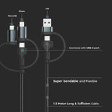V-Tac Cablu USB Cablu V-Tac SKU-7747 | 5in1, Type-C, MicroUSB, USB, Lightning, 1.2m