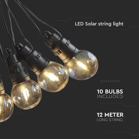 V-Tac Ghirlanda LED Ghirlanda LED V-Tac SKU-7804 | Solara, 10 Becuri, 12m, 3000K