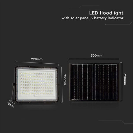 V-Tac Lampa LED Reflector LED Solar V-Tac SKU-7828 | 20W, 1800lm, 4000K, IP65, Negru