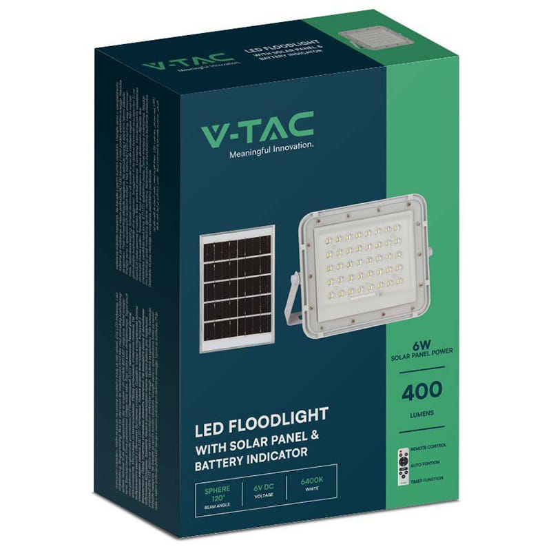 V-Tac Panou solar Reflector Solar V-Tac SKU-7839 | 6W, 400LM, 6400K, Alb
