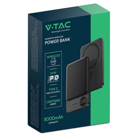 V-Tac Power bank Power Bank V-Tac SKU-7850 | 5000mAh, Wireless, Fast Charging, Ultra Slim