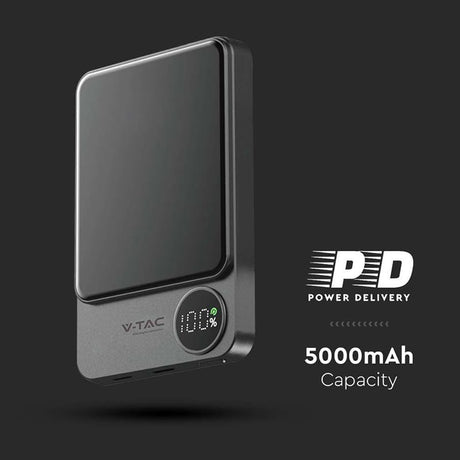 V-Tac Power bank Power Bank V-Tac SKU-7850 | 5000mAh, Wireless, Fast Charging, Ultra Slim