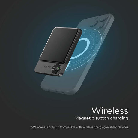 V-Tac Power bank Power Bank V-Tac SKU-7850 | 5000mAh, Wireless, Fast Charging, Ultra Slim