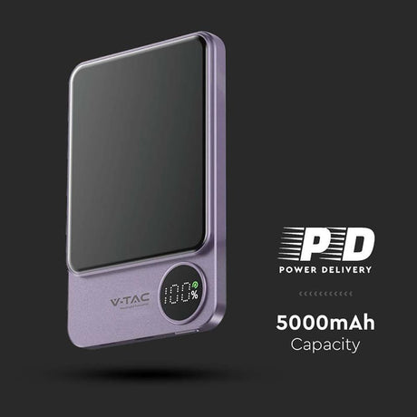 V-Tac Power bank Power Bank V-Tac SKU-7851 | 5000mAh, Wireless, Fast Charging, Ultra Slim