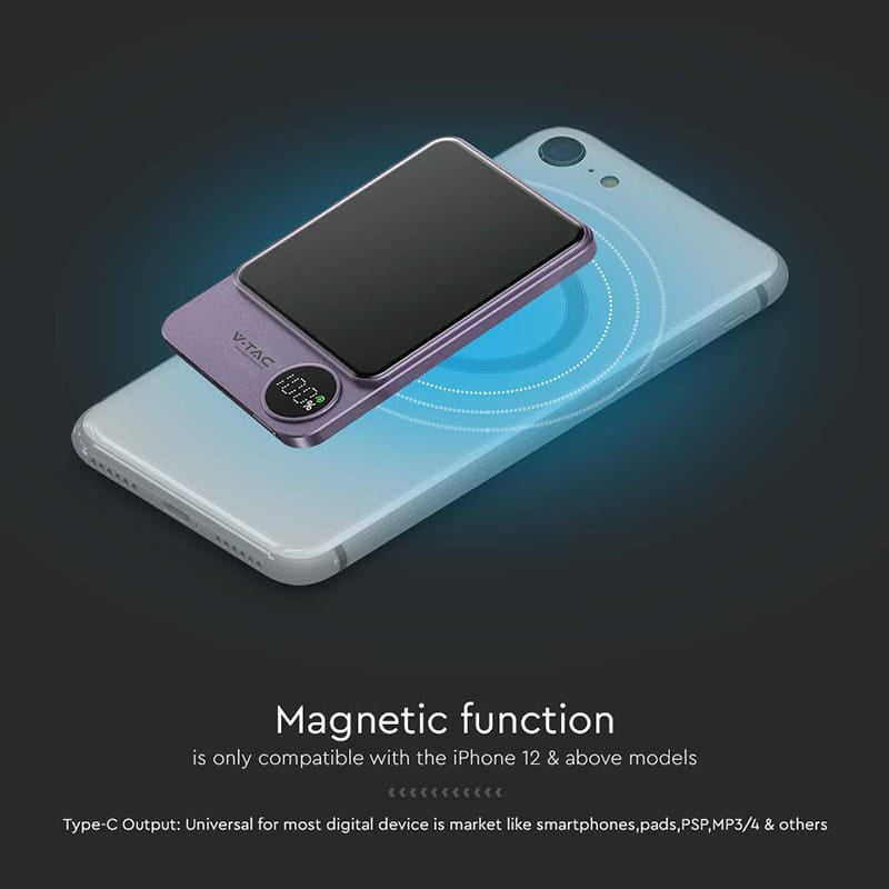 V-Tac Power bank Power Bank V-Tac SKU-7851 | 5000mAh, Wireless, Fast Charging, Ultra Slim
