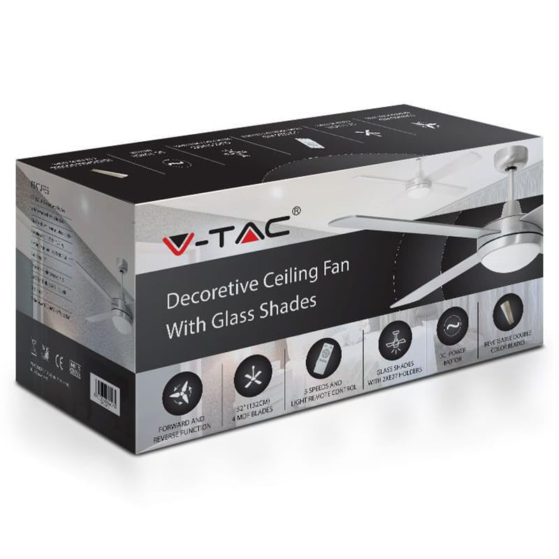 V-Tac Ventilator Ventilator V-Tac SKU-7918 | 132cm, 2xE27, 3 Viteze, Telecomanda