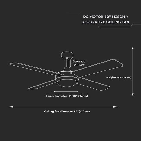V-Tac Ventilator Ventilator V-Tac SKU-7918 | 132cm, 2xE27, 3 Viteze, Telecomanda