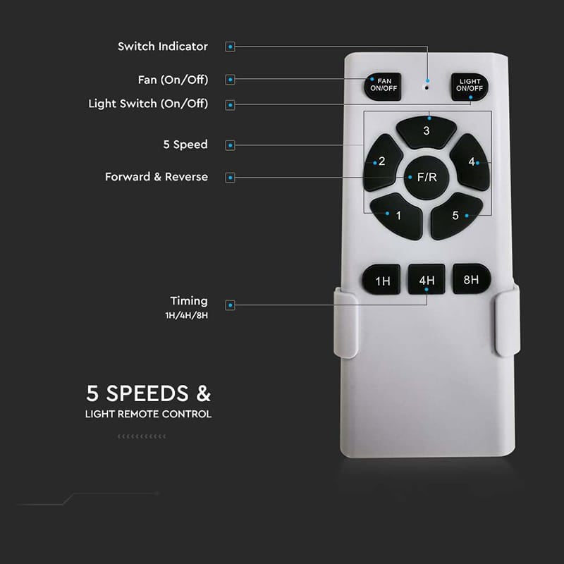 V-Tac Ventilator Ventilator V-Tac SKU-7918 | 132cm, 2xE27, 3 Viteze, Telecomanda
