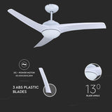 V-Tac Ventilator Ventilator Tavan V-Tac SKU-7919 | 35W, 132cm, Iluminare 3in1, Pale ABS, Alb