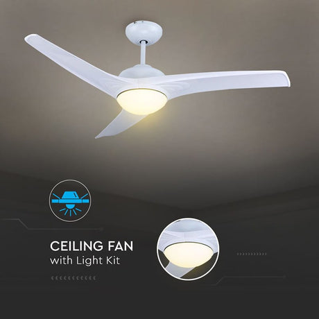 V-Tac Ventilator Ventilator Tavan V-Tac SKU-7919 | 35W, 132cm, Iluminare 3in1, Pale ABS, Alb