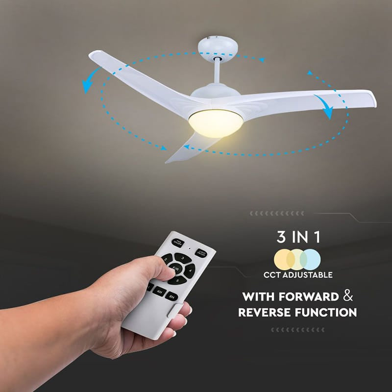 V-Tac Ventilator Ventilator Tavan V-Tac SKU-7919 | 35W, 132cm, Iluminare 3in1, Pale ABS, Alb