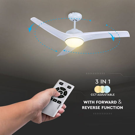 V-Tac Ventilator Ventilator Tavan V-Tac SKU-7919 | 35W, 132cm, Iluminare 3in1, Pale ABS, Alb