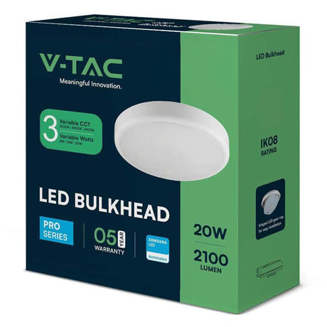 V-Tac Plafoniera LED Plafoniera LED V-Tac SKU-801-24 | 8W/16W/20W, 3in1, IP65, Alb