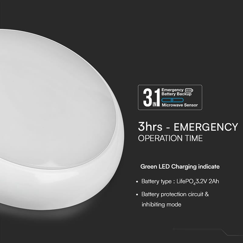 V-Tac Plafoniera LED Plafoniera LED V-Tac SKU-812-24 | 20W, 3in1 CCT, 2600lm, IP65, Senzor