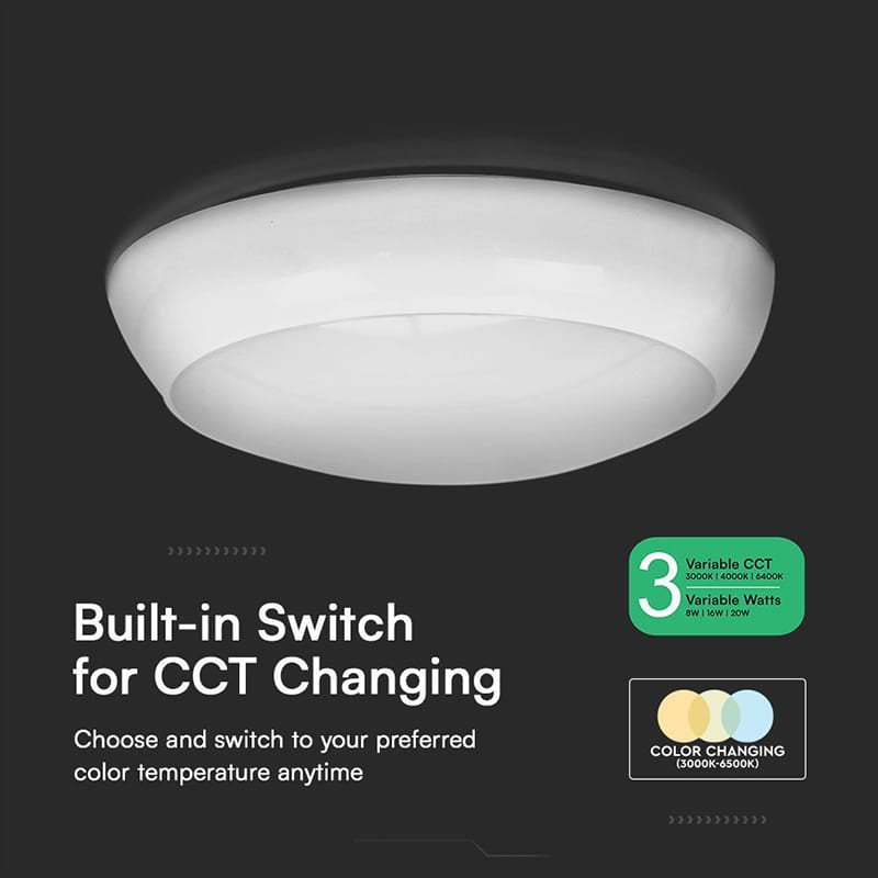 V-Tac Plafoniera LED Plafoniera LED V-Tac SKU-812-24 | 20W, 3in1 CCT, 2600lm, IP65, Senzor