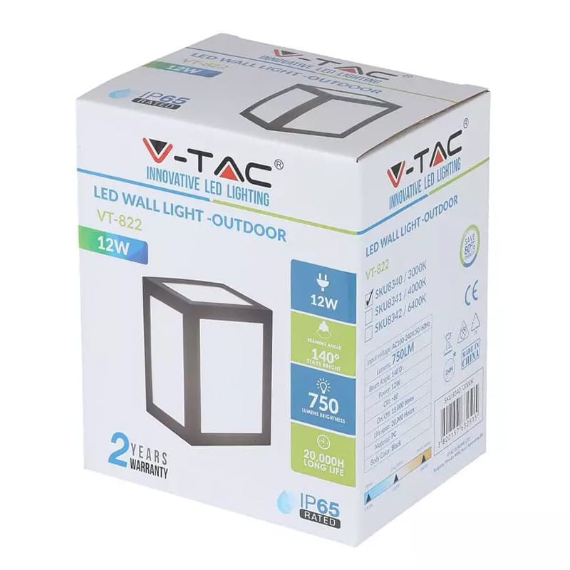V-Tac Lampa LED Lampa LED V-Tac SKU-8340 | 12W, 3000K Alb Cald, Negru