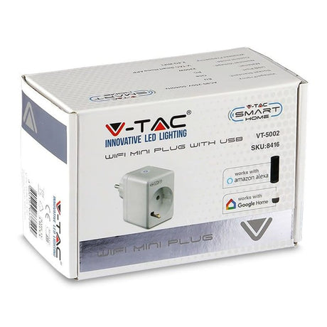 V-Tac Adaptor priza Adaptor Smart V-Tac SKU-8416 | Mini, Wi-Fi Incorporat