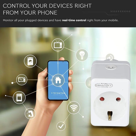 V-Tac Adaptor priza Adaptor Smart V-Tac SKU-8416 | Mini, Wi-Fi Incorporat