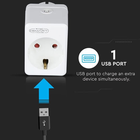 V-Tac Adaptor priza Adaptor Smart V-Tac SKU-8416 | Mini, Wi-Fi Incorporat