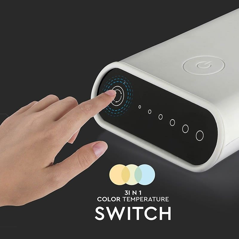V-Tac Lampă de birou LED V-Tac 3 în 1, flexibilă, reîncărcabilă, dimmer, 6,5W, albă